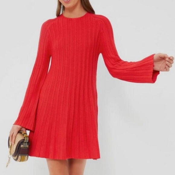 Pomander Place Adi Knit Bell Sleeve Dress-Women’s XL-NEW-Red-Spring-Summer-NWT - Picture 1 of 13